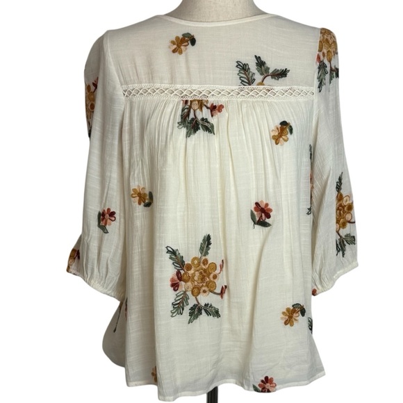 Anthropologie Fig and Flower Floral Embroidered
Top boho size M babydoll - Picture 1 of 10